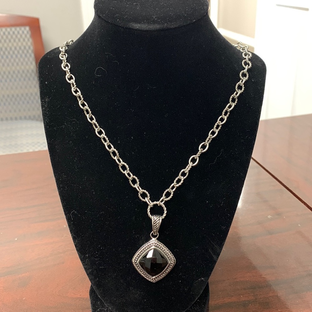 B.ALT STAINLESS STEEL BLACK STONE NECKLACE